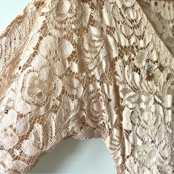 Vintage 50s Lace Gown, David Hart, Rhinestone Shell Embellishment, Small - Picture 7 of 14